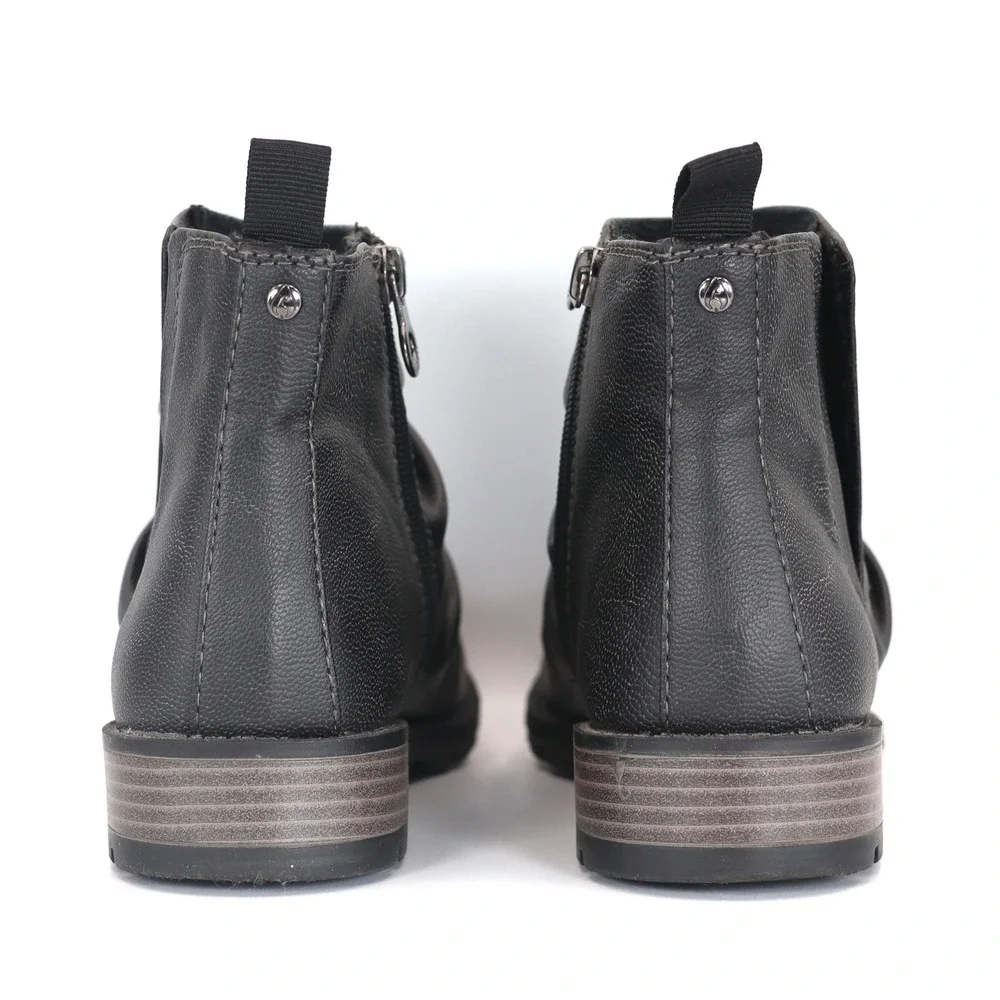 Sporto Misty Ankle Boots Womens 8.5M Black Ruched Faux Fur Lined Casual Booties